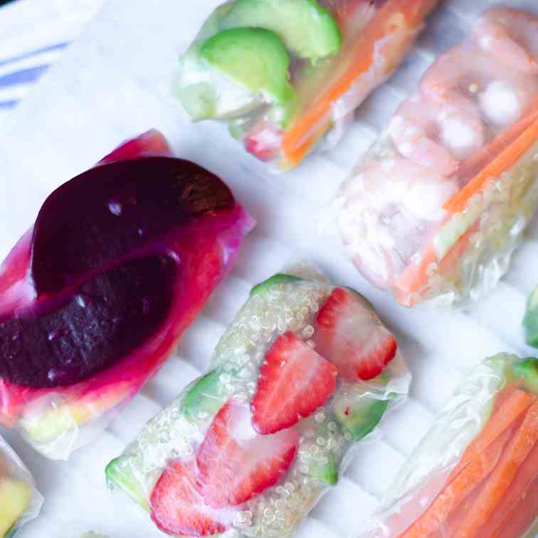 Rainbow Summer Fruit Spring Rolls 