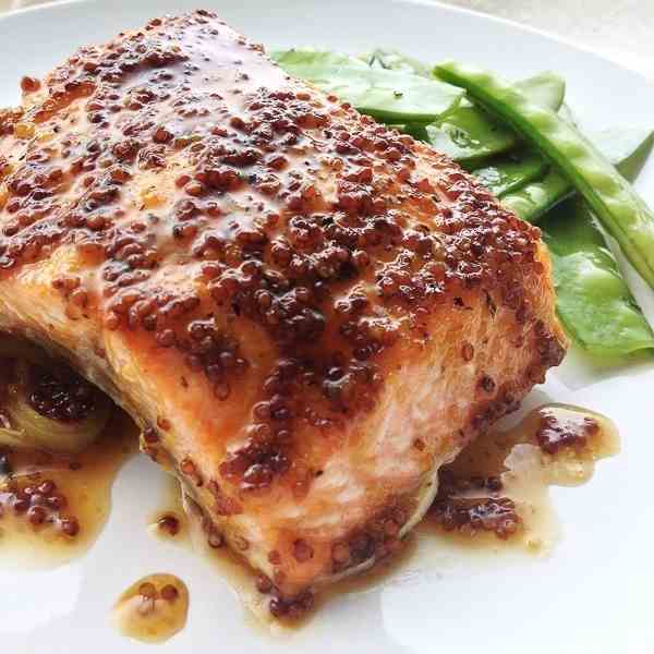 Mustard Brown Sugar Glazed Salmon