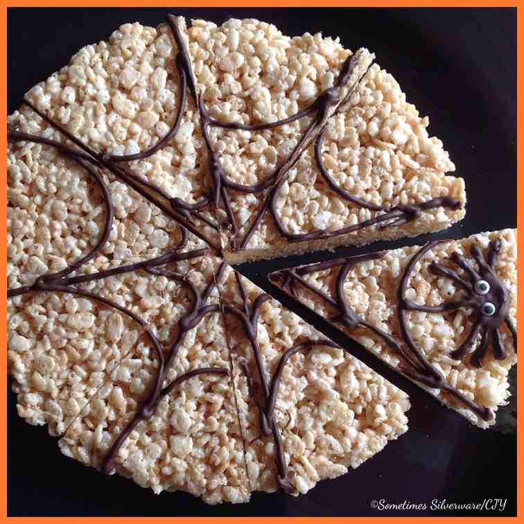 Spiderweb Rice Krispies Treat Pie