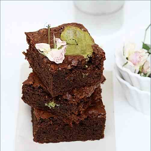 Chocolate Matcha Olive Oil Brownies