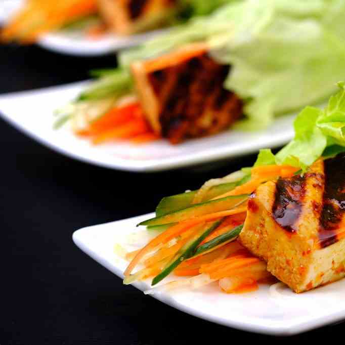 Bulgogi-Spiced Tofu Wraps with Kimchi Slaw