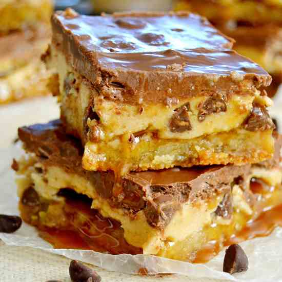 Cookie Dough Billionaire Bars