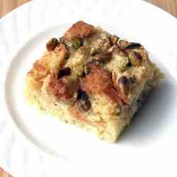 Pistachio Cardamom Bread Pudding