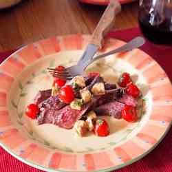 Red Wine Flank Steak with Caprese Salad