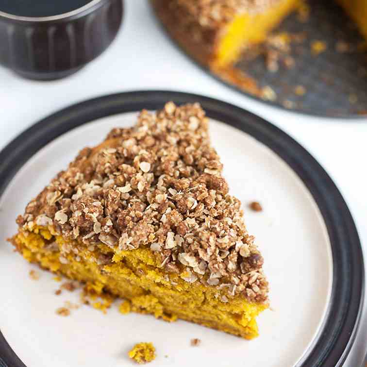 Pumpkin Coffee Cake with Oatmeal Struesel