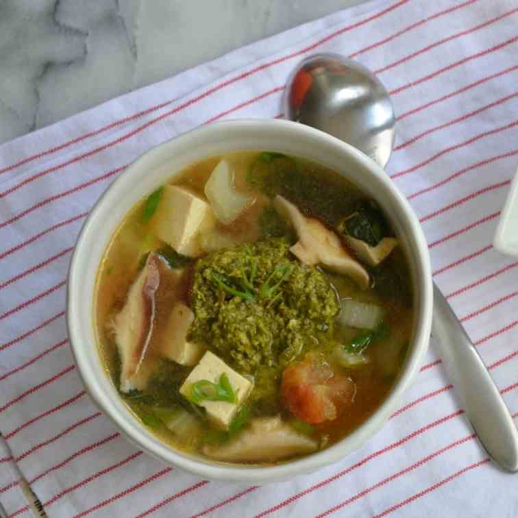 Asian Vegetable Soup w- Asian Pesto Sauce