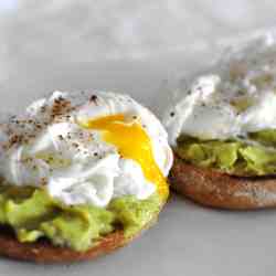 Poached Eggs with Avocado Hummus