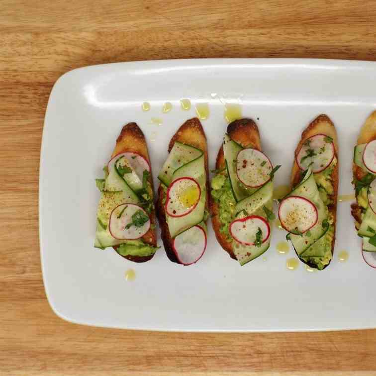 Avocado and Cucumber Crostini