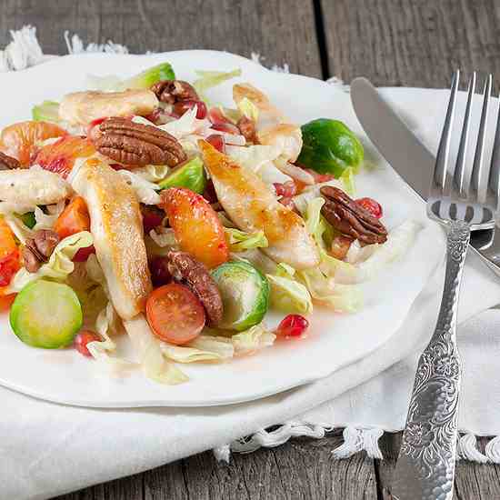 Chicken and Brussels sprouts salad