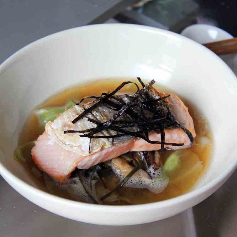 Salmon on Miso Broth