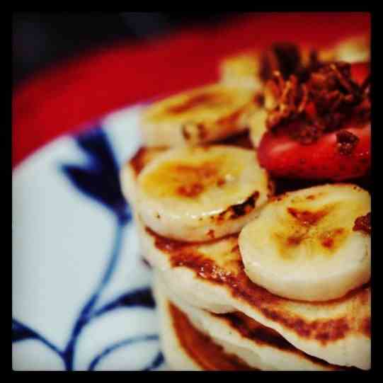 Banana Brûlée Pancakes with Chai Granola