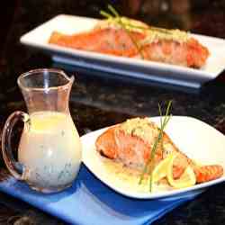 Pan Seared Salmon with Dill Cream Sauce