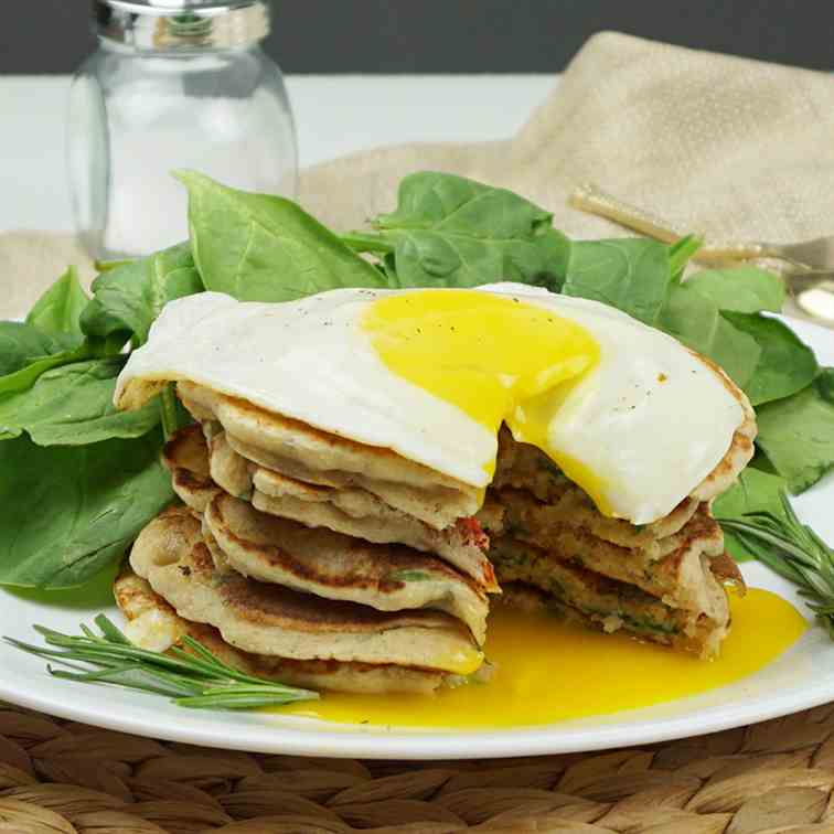 Savory sun-dried tomato pancakes