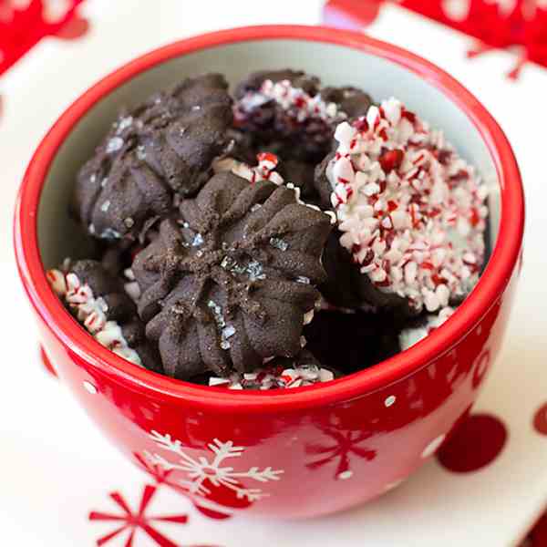 Peppermint Bark Spritz Cookies