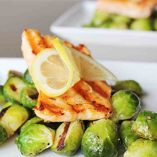 Salmon with Organic Brussels Sprouts