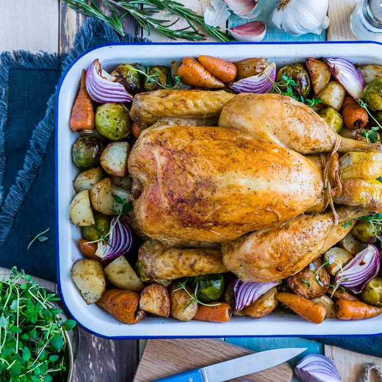 Whole Roasted Chicken With Veggies