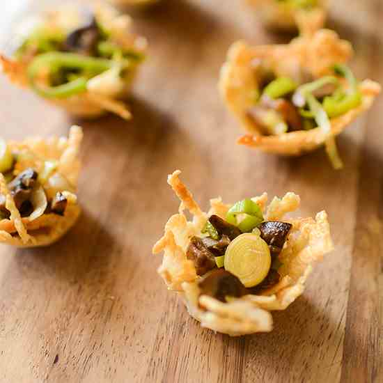 Leek Mushroom Parmesan Cups