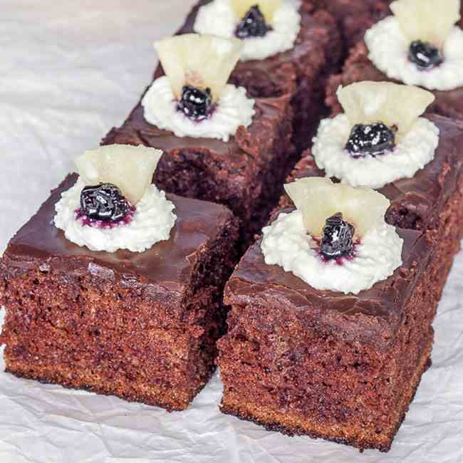 Mint flavoured chocolate brownies