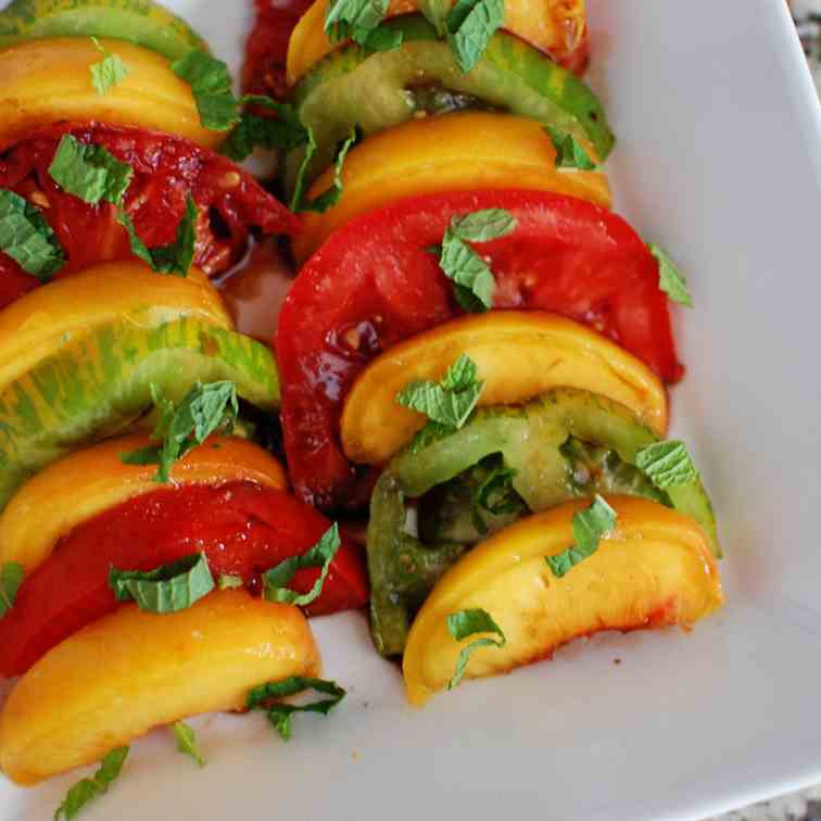 Tomato and Peach Salad with Mint
