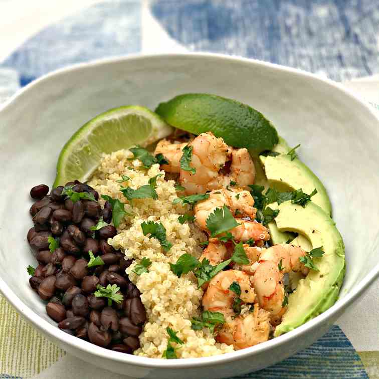 Cilantro Lime Grilled Shrimp Quinoa Bowl