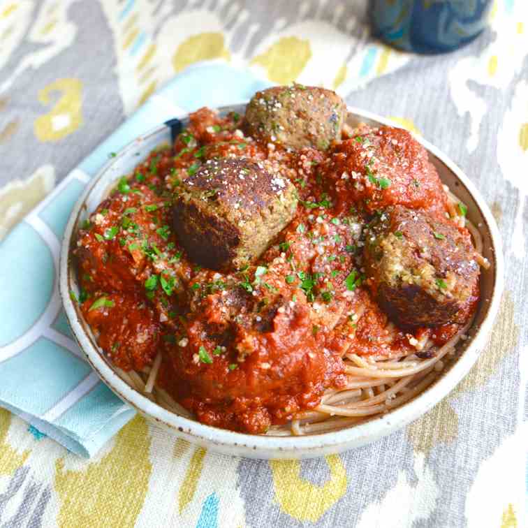 Spaghetti with Eggplant -Meatballs-