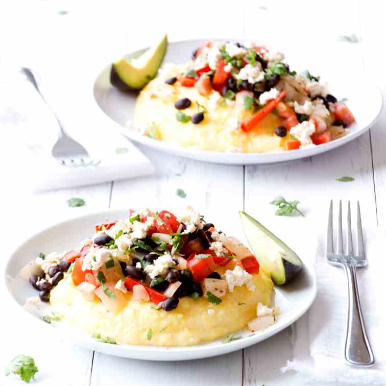 15-Minute Mexican Black Beans over Polenta