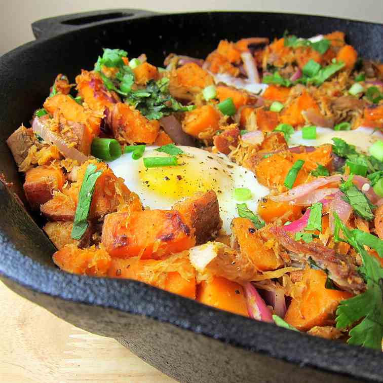 Sweet Potato Pulled Pork Hash