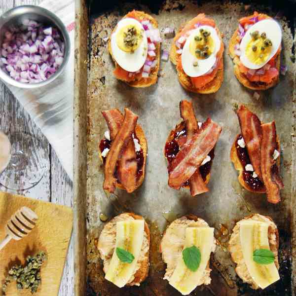 A Breakfast Bruschetta Trio