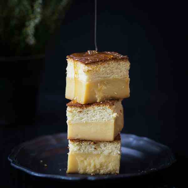 Honey magic custard cake