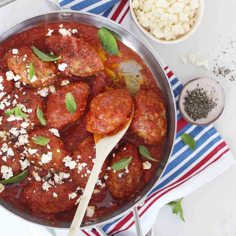 Greek Meatballs in Spiced Tomato Sauce