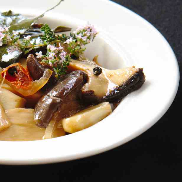 Marinated mushrooms.
