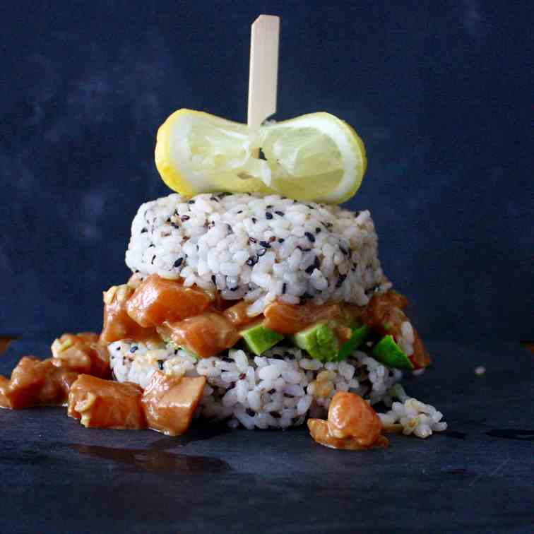 Spicy Salmon Sushi Burger