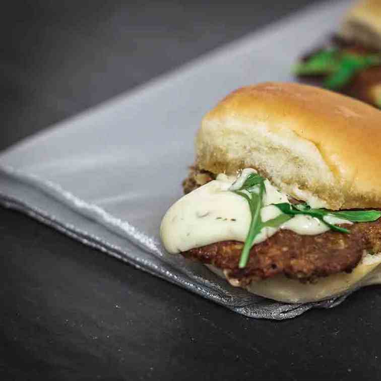 Crab Cake Sliders -With Lemon Dill Aioli-