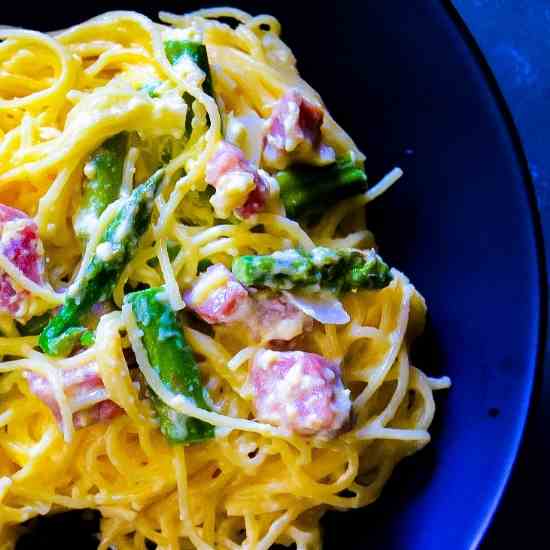 Ham and Asparagus Carbonara