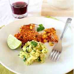 Sweetcorn and potato "hot" fritters with g