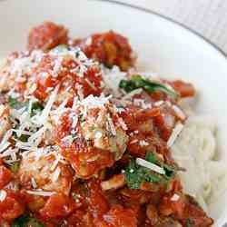 Turkey Meatballs with Spinach Sauce