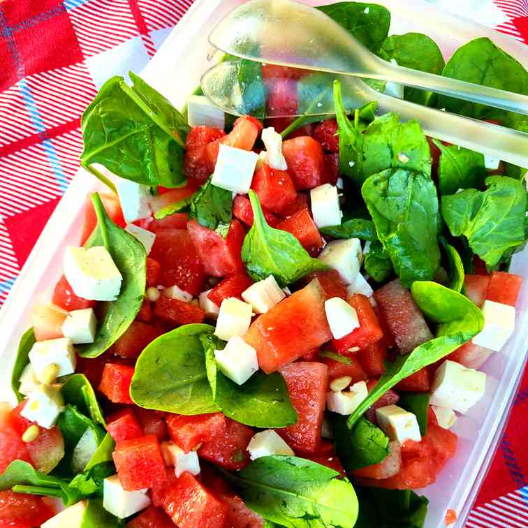 Refreshing Watermelon Salad with Spinach a