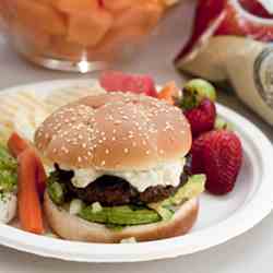 Queso Bacon Burgers with Avocado Salsa