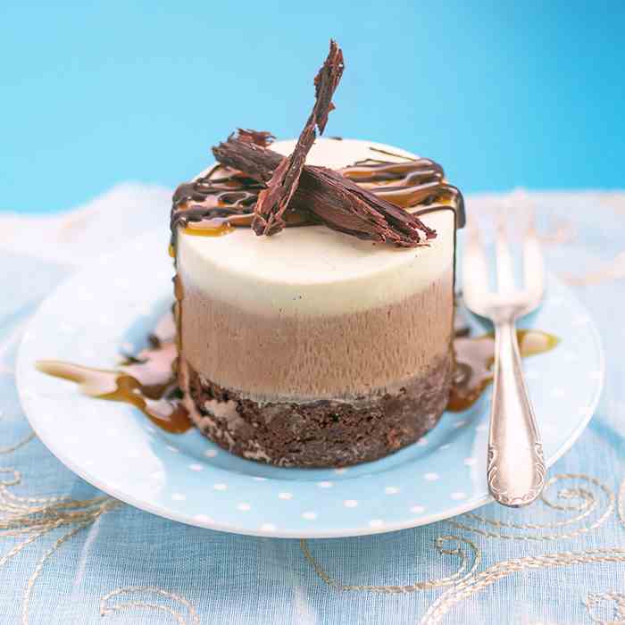 Triple chocolate mousse cake