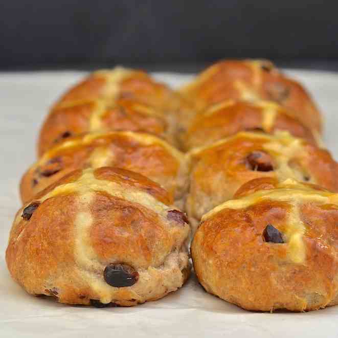 No Knead Hot Cross Buns 