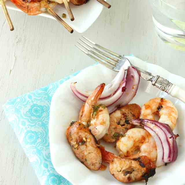 Grilled Shrimp & Sausage Kabobs