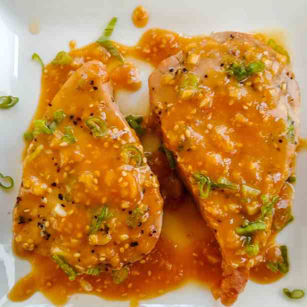 Easy Tuna Steak with Miso Ginger Sauce