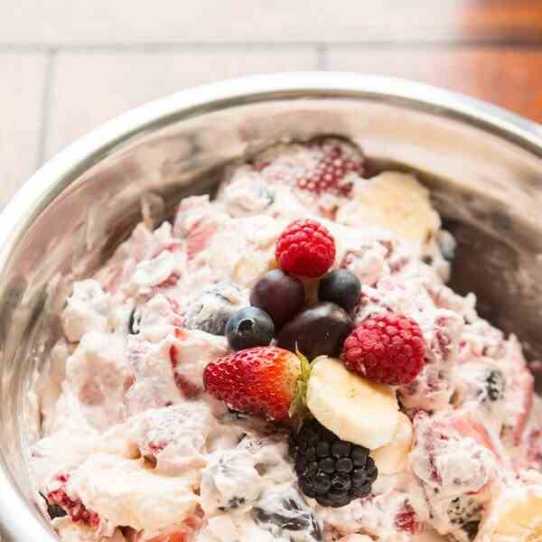 fluffy cheesecake fruit salad