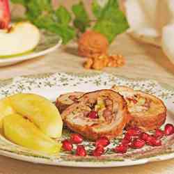 Apples, walnuts and pomegranate loin roll