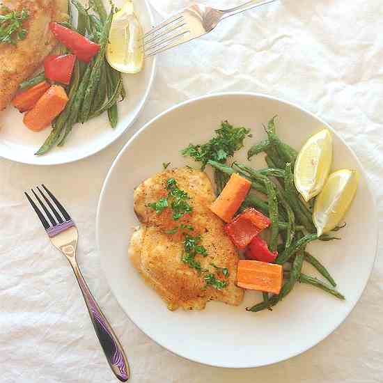 Oven baked chicken and vegetables