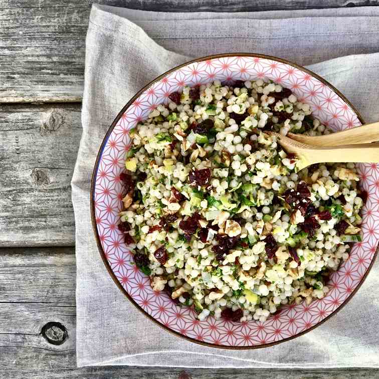 Hearty Pearl Couscous With Leeks