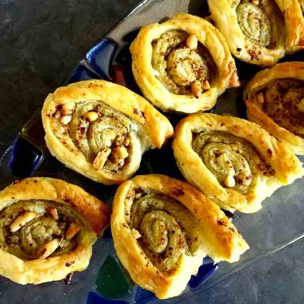 Puff Pastry Pesto Rolls