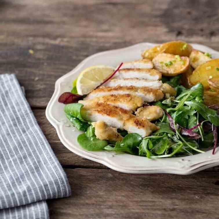 Chicken Milanese with Crispy Potatoes, Mix