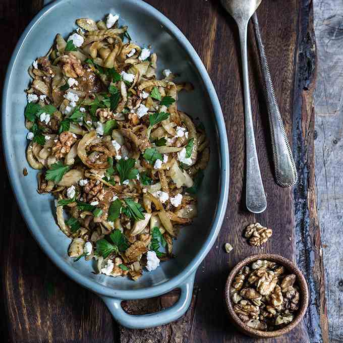 Caramelized fennel - goat cheese - walnuts