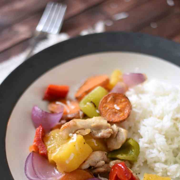 Hawaiian Chicken Sheet Pan Dinner 